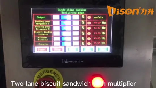 Máquina de sanduíche de biscoito com recheio de creme com sabor de chocolate e multiplicador de fileiras