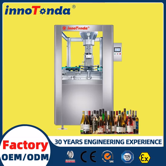 Máquina de selagem e prensagem de tampa de alumínio para garrafa de vidro