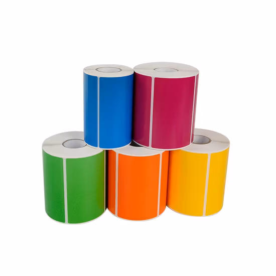 Etiqueta de rolo enorme revestido de matéria prima, cola autoadesiva para congelamento, adesivo térmico direto superior, etiqueta de papel